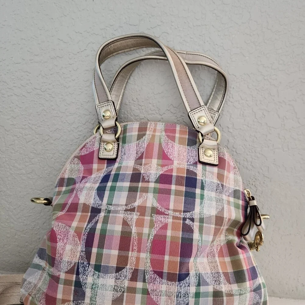 Like New Vintage Coach Poppy Madras Shoulder Bag